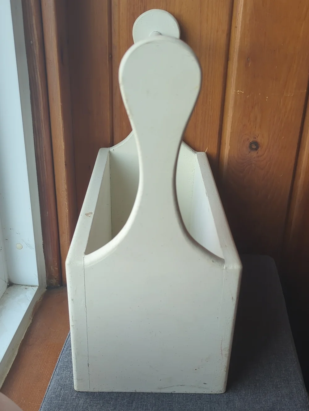 Hand-Painted White Floral Wooden Caddy